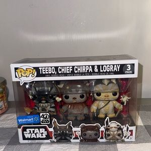 TEEBO, CHIEF CHIRPA & LOGRAY WALMART EXCLUSIVE FUNKO 40TH ANN. STAR-WARS 3PACK